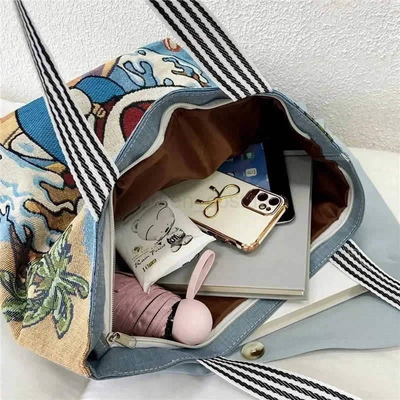 Disney Pooh Bear Shoulder Bags Cute Cartoon Winnie Retro High-capacity Canvas Outdoor Storage Bag Women Girl Handbags Beach Bag W250722