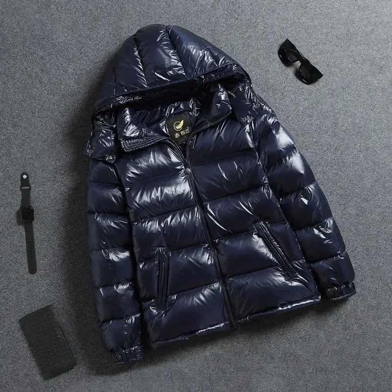 2025 Mens Winter Down Jacket Men Clothes Short Bright Thick White Duck Down Coat Ladies Warm Hooded Outerwear Mens Jacket W250722