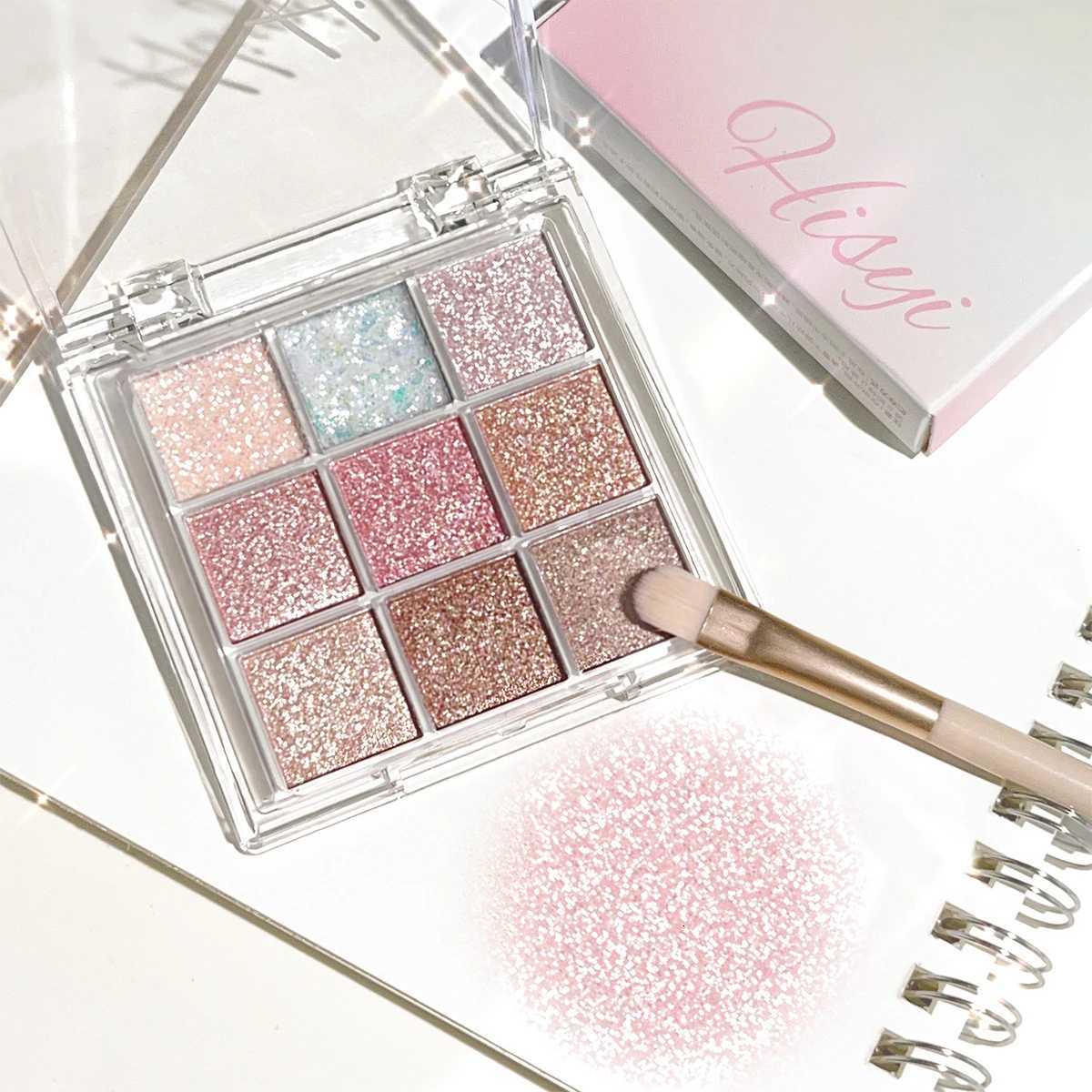 9 Color Eyeshadow Tray - Glitter Matte and Sequin Finishes Pink Blue Silver - High Pigment Long-lasting Makeup Radiant W250722