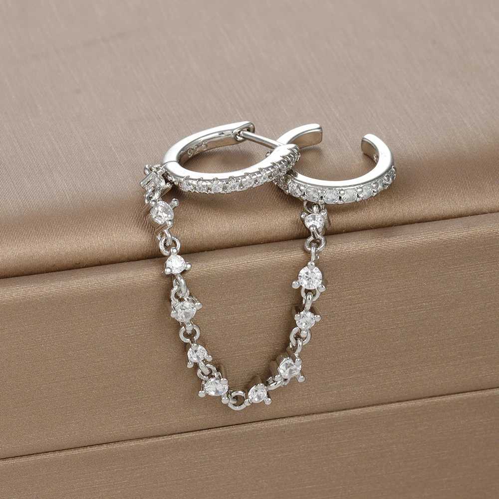 Europe and America CZ Crystal Chain Drop Earrings Stainless Steel Pendant Ear Buckle Fashion Jewelry for Women Birthday Gifts XJ250722