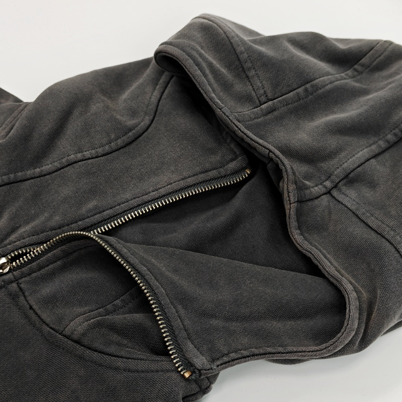 Casual-American Aesthetic Oversized Hooded Sweatshirt Featuring a Chain Pull Make old designs Zipper collar