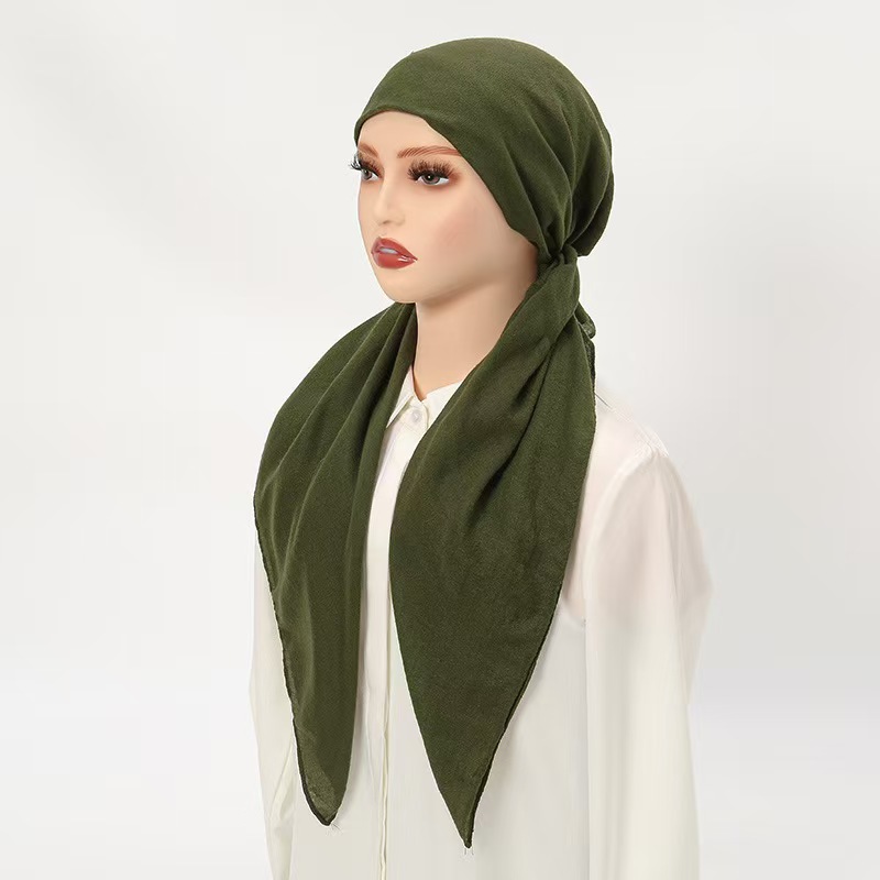 T1279 new ethnic style cotton and linen elastic headscarf hat ladies four seasons daily versatile European and American solid color headdress hat