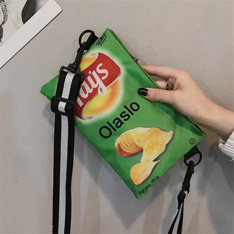 Potato Chip Snack Pattern Crossbody Bag Wens Small Version Single Shoulder Bag Funny Envelope Bag for Wen Girls Phe Bag Y250722
