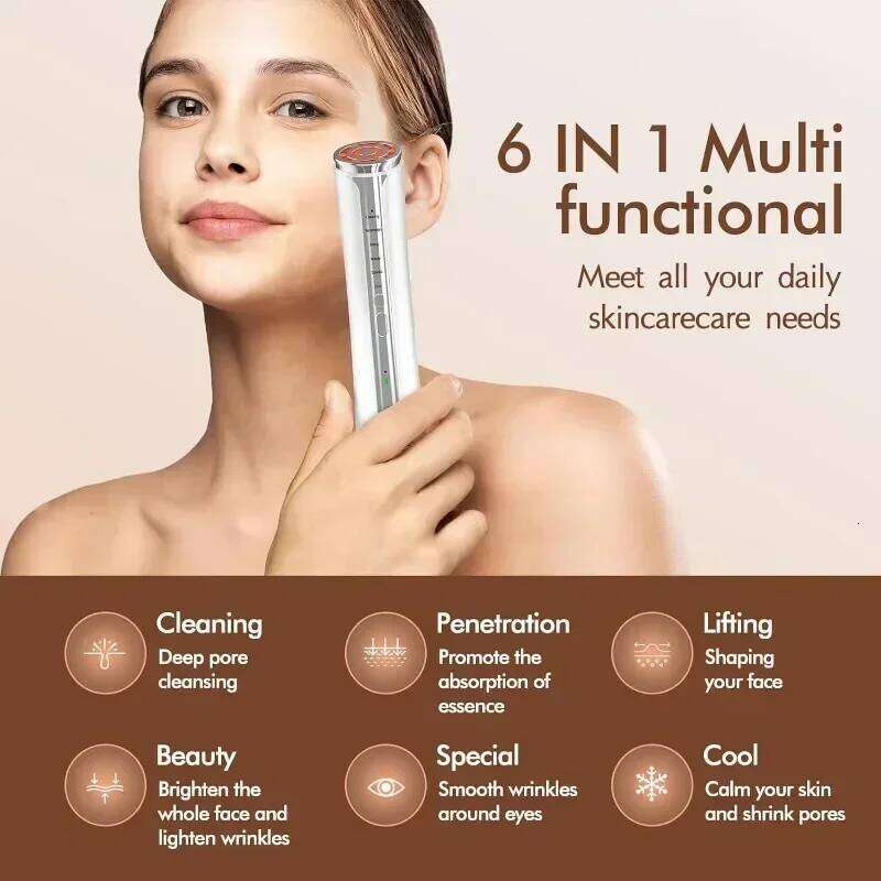 6 in 1 Microcurrent Current Micro Facial Device Massager Light Therapy Eye Neck Lifting Home Skin Tightening hine
