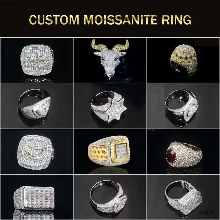 Vvs Men's Hip Hop Boutique Jewelry Design S Platinum Plated Moissanite Ring