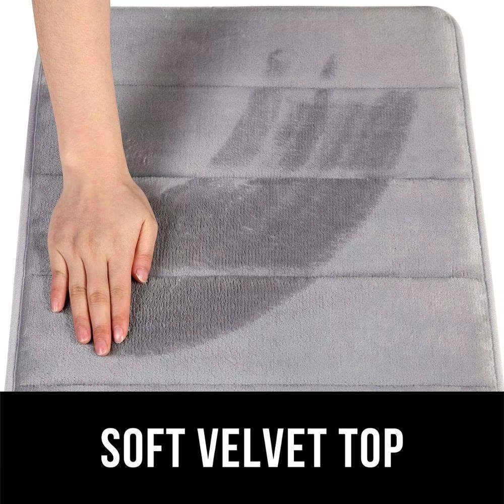 Kitchen Mats Cushioned 35D Anti Fatigue PVC Base Fordable Coral Fleeces Soft Comfortable Machine Washable Kitchen Rug