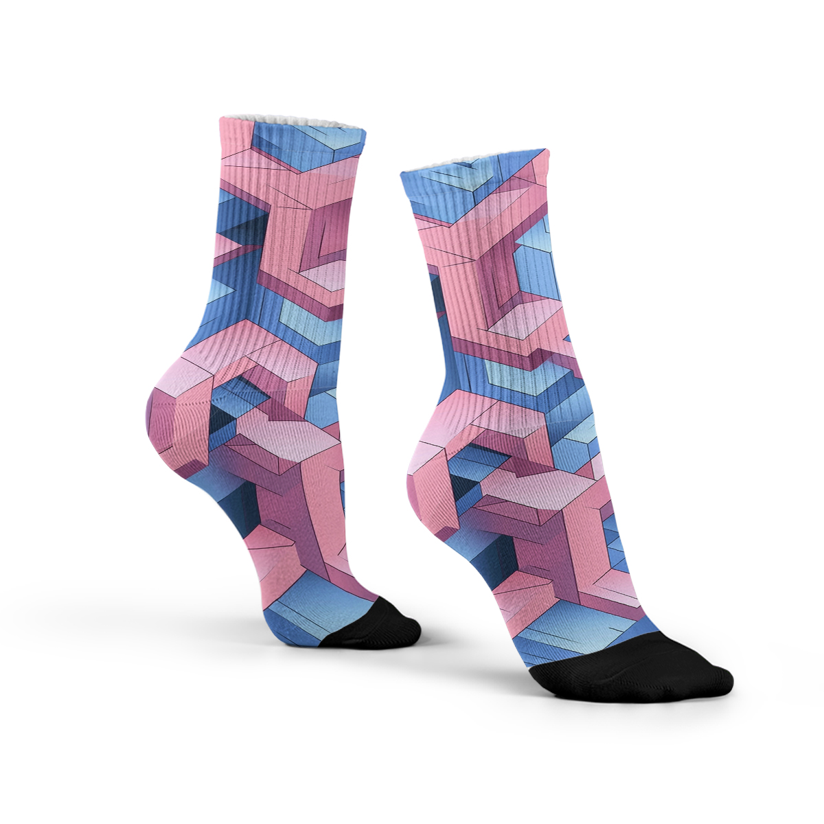3D Geometric Cube Unisex Tube Designer Socks C082