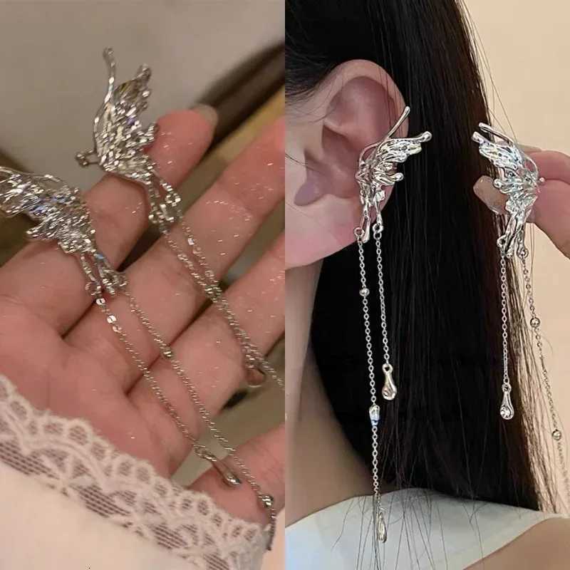 2K Fairy Butterfly Tassel Ear Clips Angel Ear Bone Clip Earring Elf Female Hole Cuff Hanging Earring Fashion Jewelry XJ250722