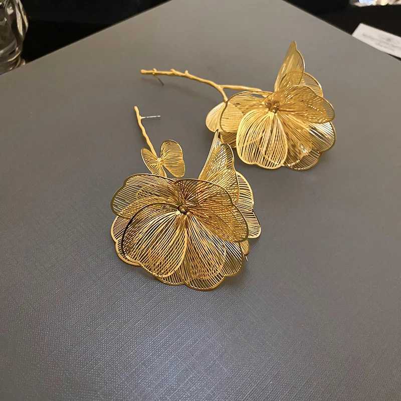 Fashion Rhinestone Flower Pendant Long Tassel Earrings For Women Trendy Exaggerated Hanging Earring Party Jewelry Accessories XJ250722