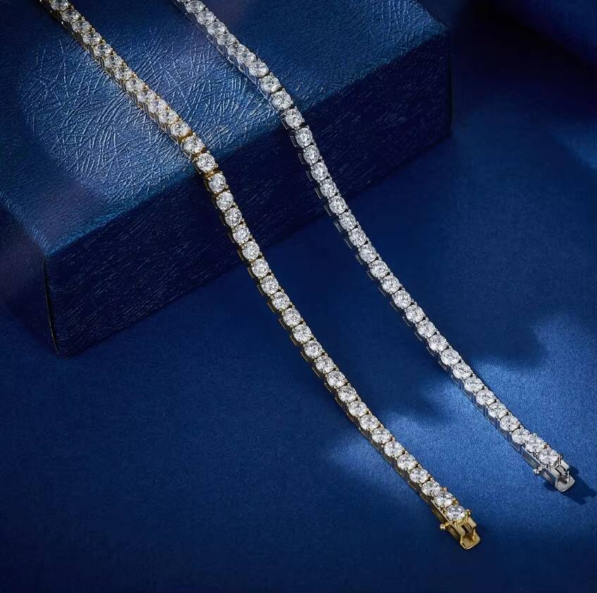 Iced Fine Hip Hop White Gold Plated Luxury S925 Sterling Silver VVS Moissanite Diamond Women Tennis Bracelet