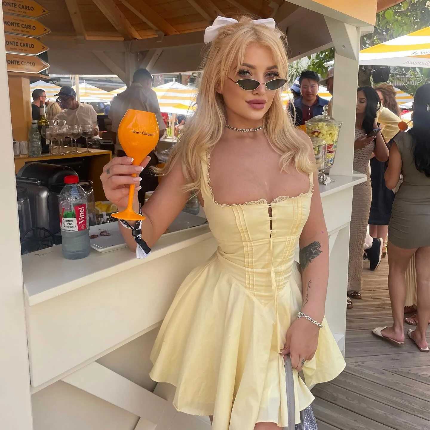 2024 Summer Lovely A-Line Dress Yellow Sexy Party Dresses Hollow Out Lace Up Ele Holiday Dress Women XJ250722