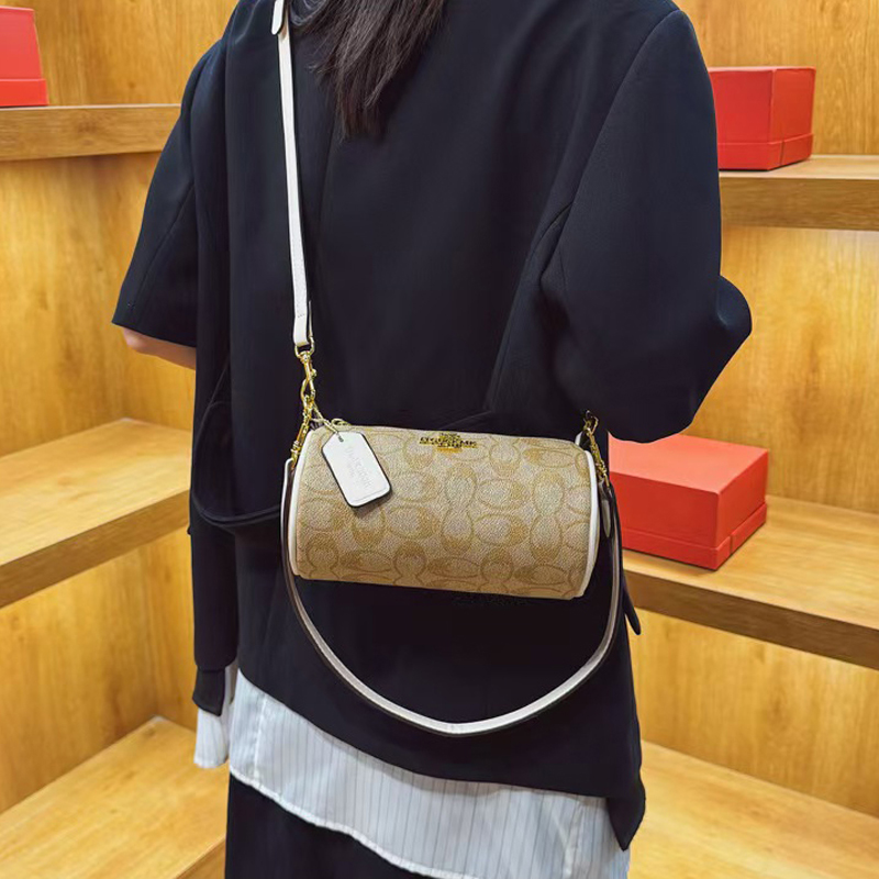 Designer bag Shoulder Bag Luxury Bag Crossbody Purse Designer Fashion printed small bag with silk scarf cylinder bag handbag Black khaki 1111111