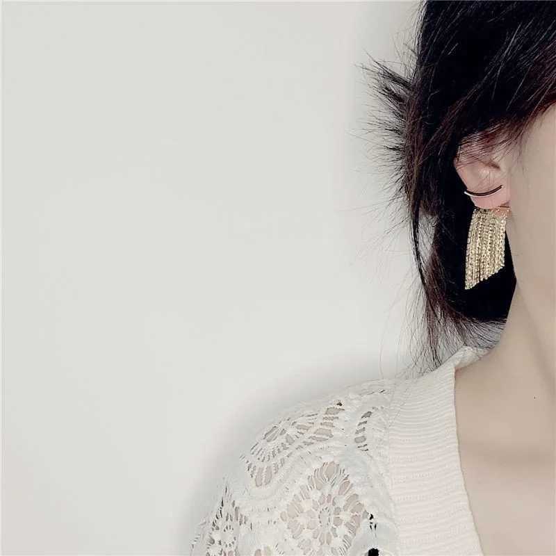 Fashion Statement Earring Long Statement Gold Color Bling Tassel Earrings For Women Female Wedding Daily Pendant Jewelry Gifts XJ250722