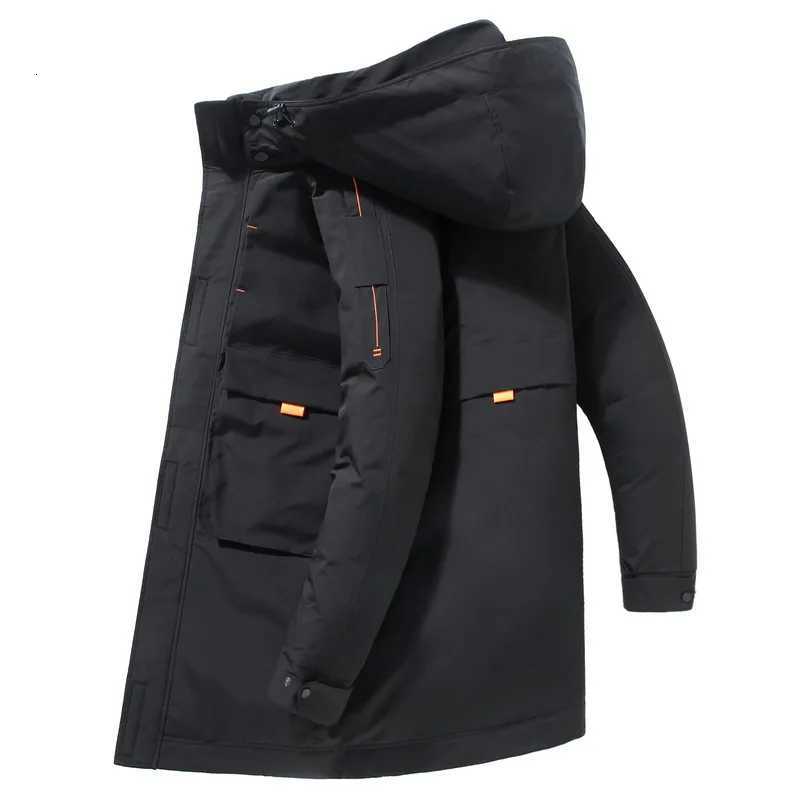 Winter Jacket Men White Duck Down Hooded Warm Down Coats Mens Fashion Long Slim Fit Black Winter Jacket Men Casual Clothing W250722