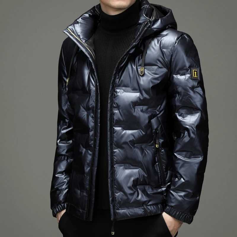 2025 Winter Mens Warm Hooded Duck Down Jacket Outdoor Windproof Waterproof Puffer Coat Solid Color Padded Top Clothing W250722