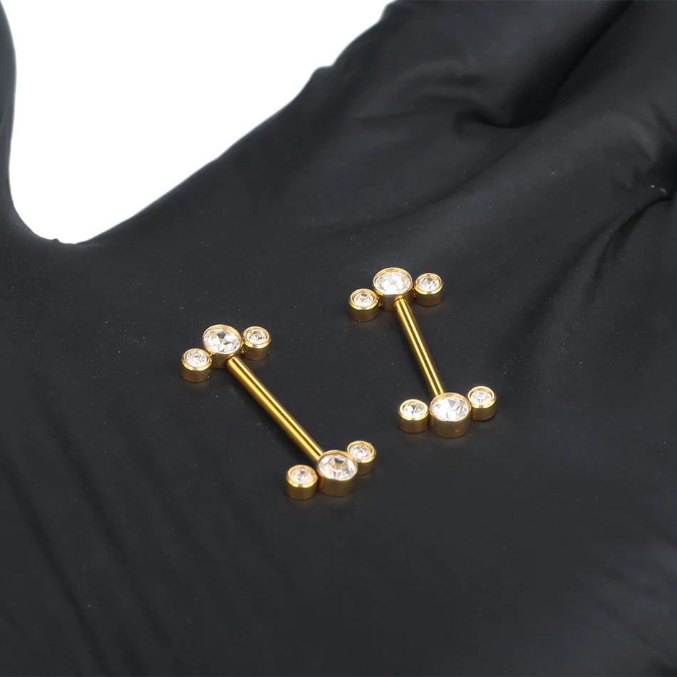 1Pc G23 Nipple Piercing Bar for Women 14G Internal Thread Crystal Flower Nipple Shield Ring Barbell Sexy Jewelry 250722