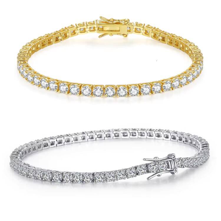 Iced Fine Hip Hop White Gold Plated Luxury S925 Sterling Silver VVS Moissanite Diamond Women Tennis Bracelet