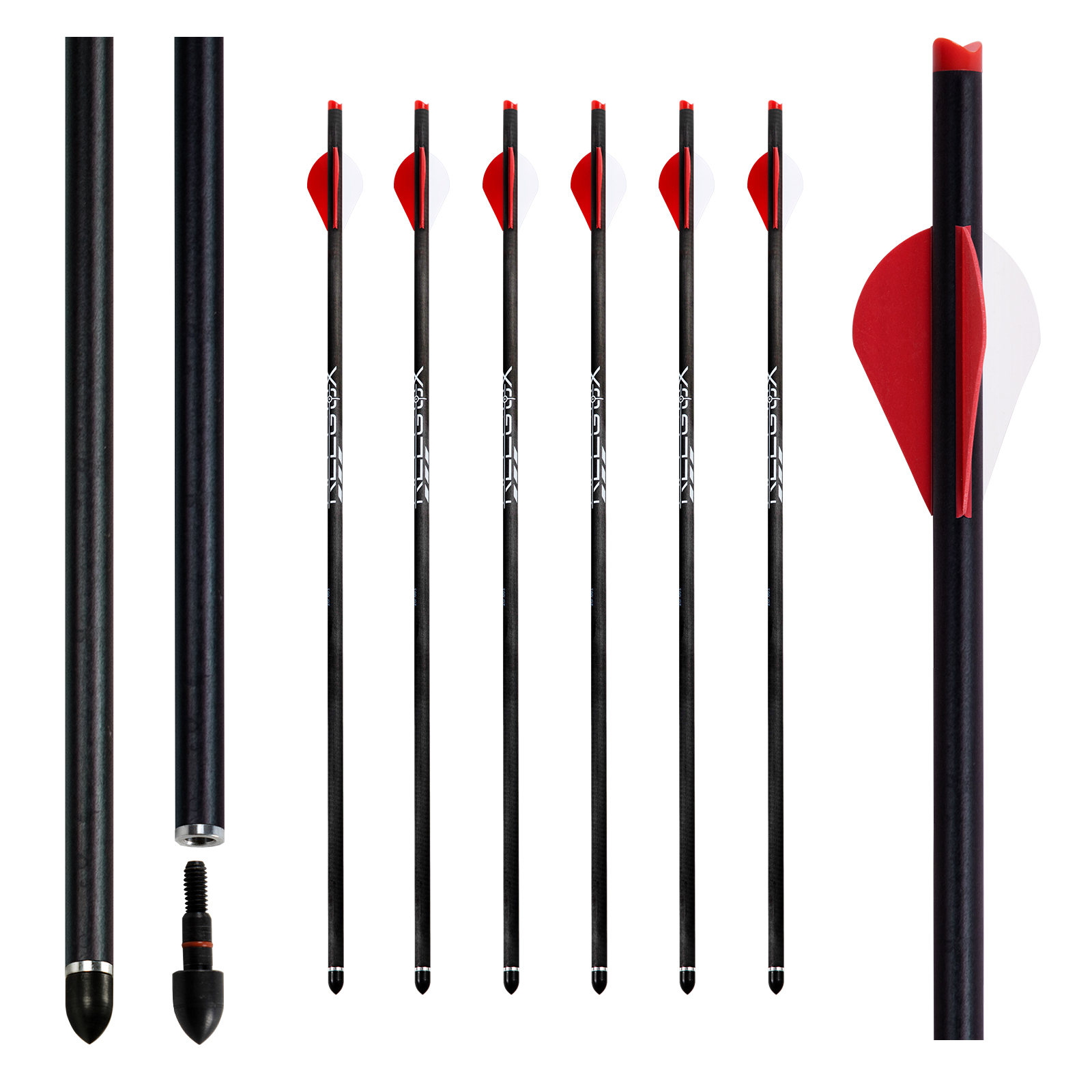 Crossbow Bolts 20 inch Crossbow Arrows Hunting Carbon Arrows for Crossbow Half-Moon Nocks Archery Arrows (Pack of 6)