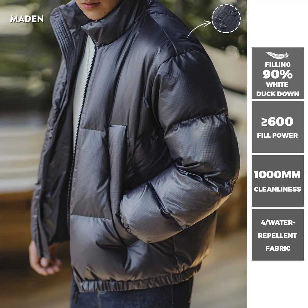 90% White Duck Down Jacket with Stand-up Collar and Zipper Puffy Jacket for Men Versatile Outerwear for Fall and Winter W250722