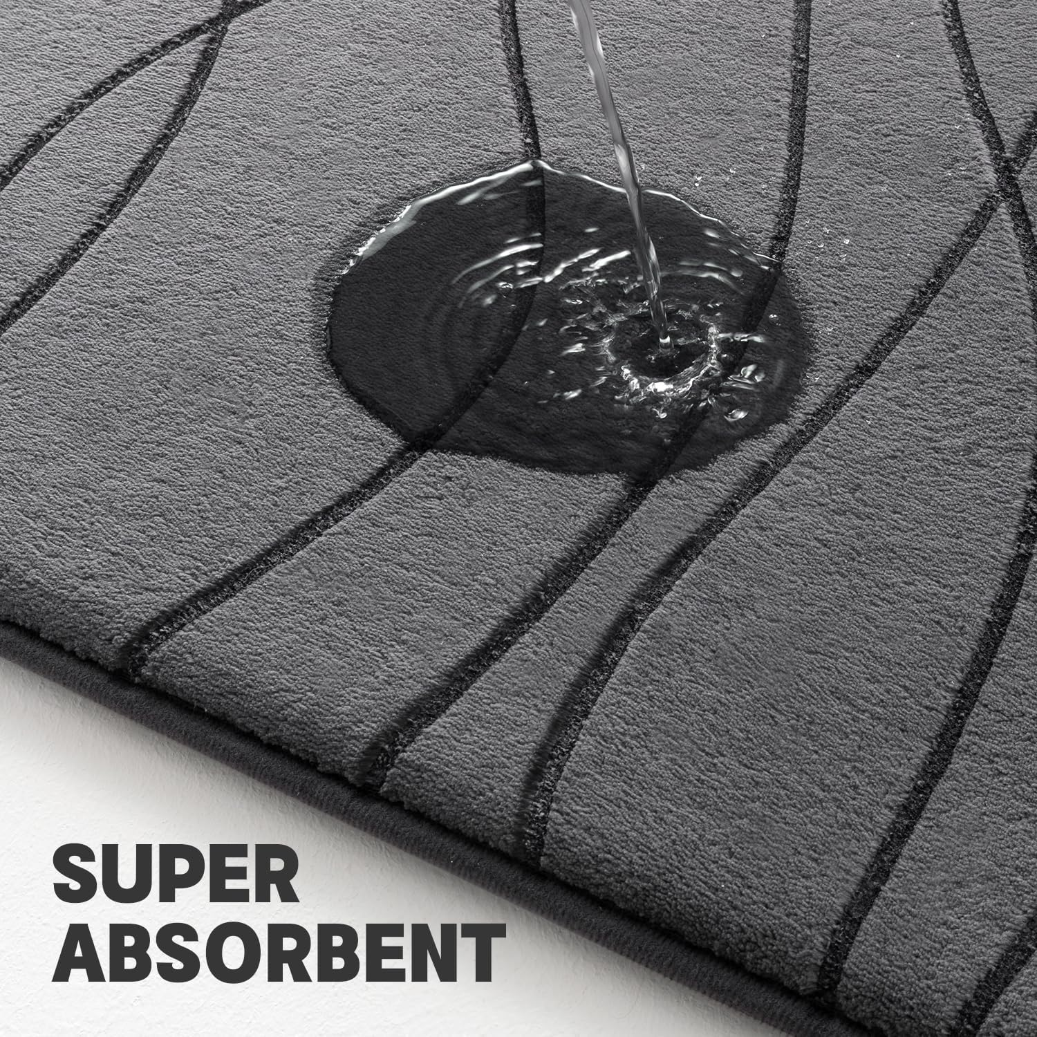 Memory Foam Bathroom Rug Sets 2 Piece Ultra Absorbent Non-Slip Machine Washable Dry Quickly Bath Mats Rug