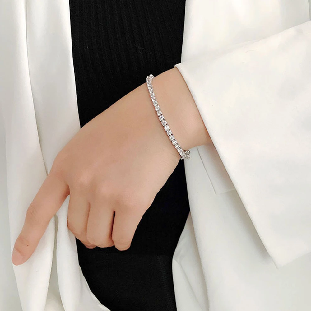 Serenity 3mm 4mm 5mm 6.5 D Color VVS1 Moissanite Tennis Bracelet For Women Man Anniversary Gift S925 Silver Bracelet Hand Chain