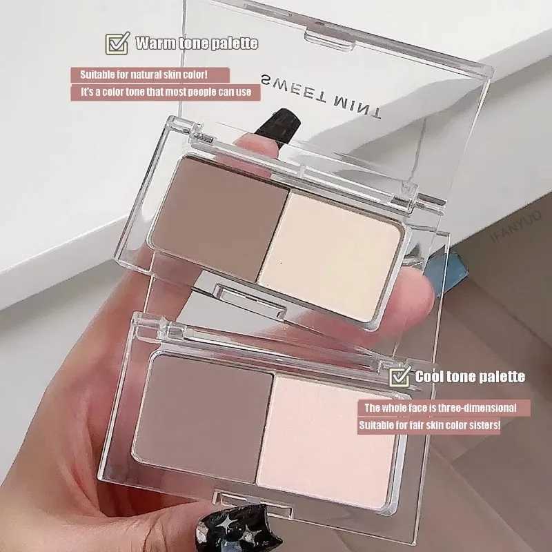 2 Color Tone Shading Shadow Powder Palette Contouring Highlighting Bronzer Brighten Contour Three-dimensional Nose Makeup Shading Palette W250722