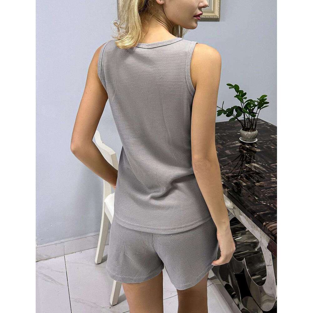 New Loose Home Vest Casual Sports V-Neck Summer T-Shirt Women's Set Trendy B5