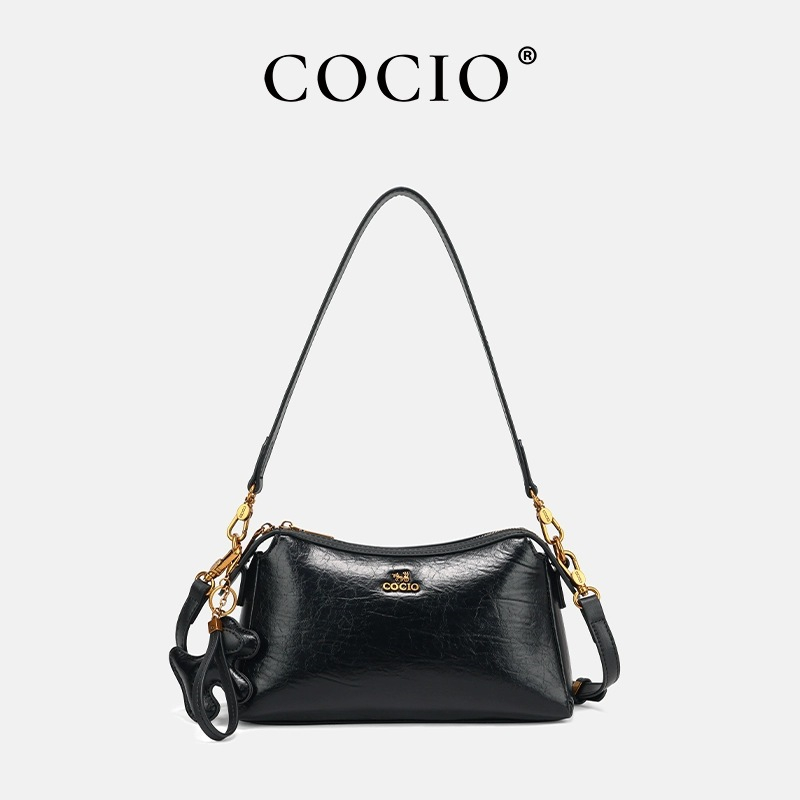 COCIO designer shoulder bag New Underarm Bag Simple Versatile Womens vintage classic genuine leather handbag