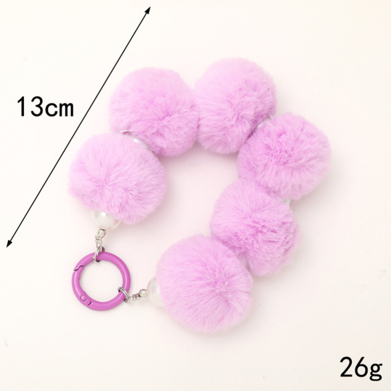 Yilian Autumn Winter New Furry Beaded Pendant DIY Phone Case Bag Charm Short Wrist Strap Lanyard for Women 333