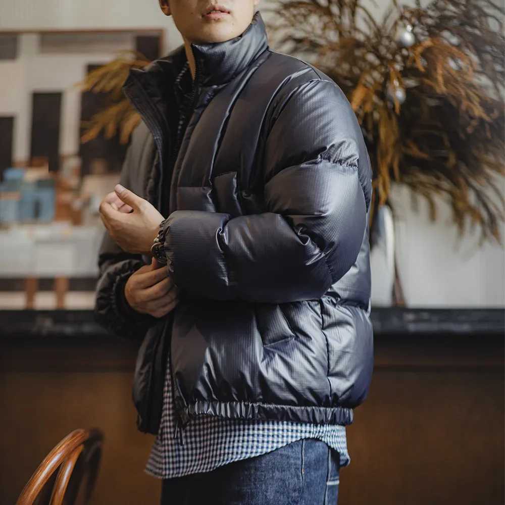 90% White Duck Down Jacket with Stand-up Collar and Zipper Puffy Jacket for Men Versatile Outerwear for Fall and Winter W250722