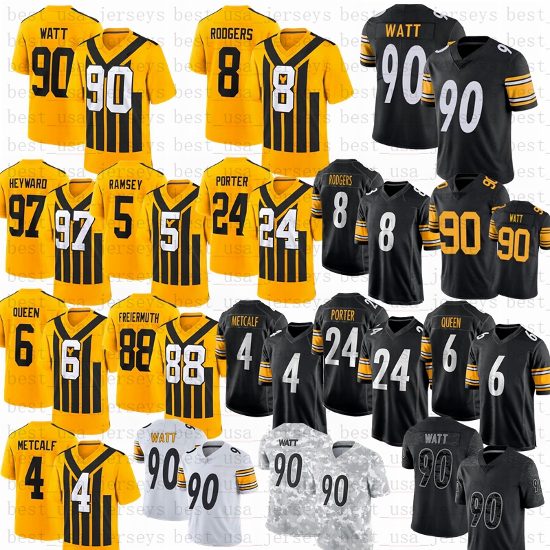 2025 New Aaron Rodgers DK Metcalf 90 TJ Watt Football Jersey Will Howard Patrick Queen Boswell Porter Roethlisberger Polamalu Freiermuth Kaleb Johnson