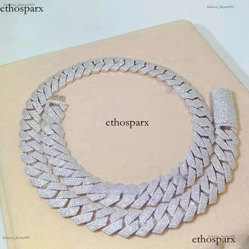 Passed Vvs Test Hip Hop Jewelry Necklace 15mm GRA Ice Out Moissanite Dia Cuban Chain Popular with Rappers Free delivery