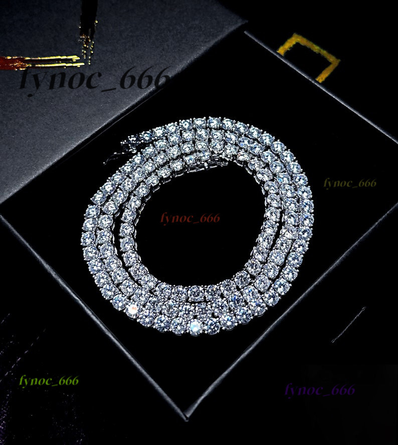 Pass Diamond Tester Hip Hop Jewelry 2mm-4mm VVS Moissanite Diamond 925 Silver Iced Out Tennis Chain Necklaces