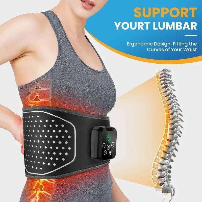 4-speed Heated Vibration Back Brace Massage Belt Pressure Lumbar Traction for Pain Relief Hot Compression Waist Support Massager