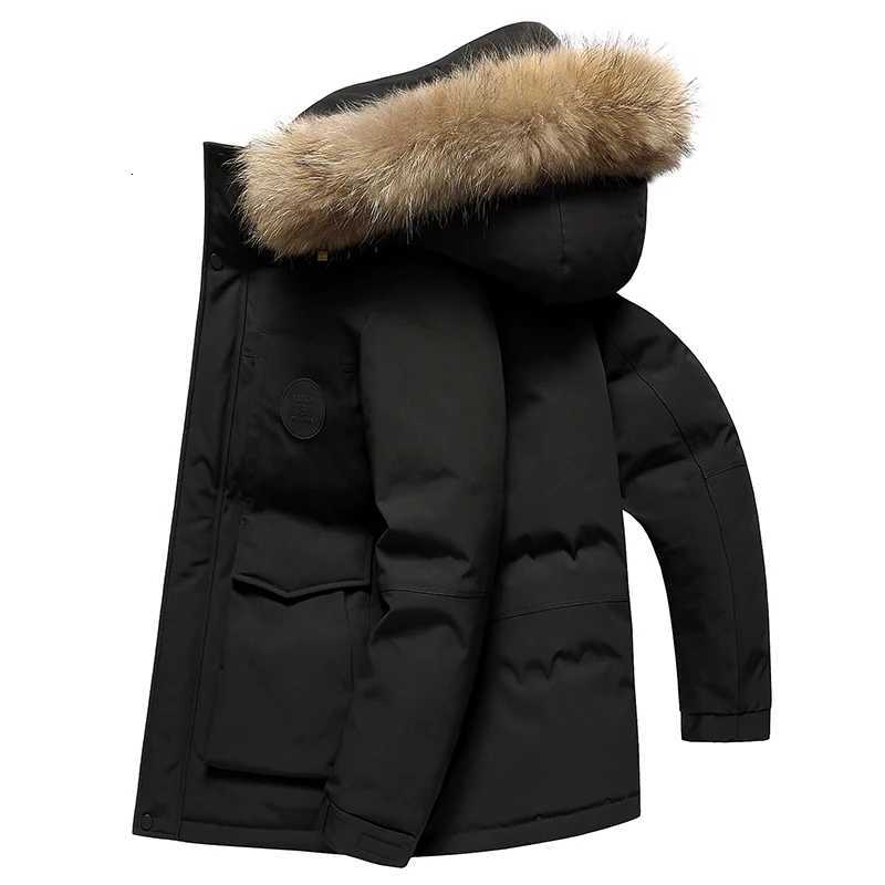 High Quality Mens Hooded Duck Down Jacket 2025 Winter Casual Warm Fur Collar Puffer Coat Outerwear Windproof Padded Tops Clothing W250722