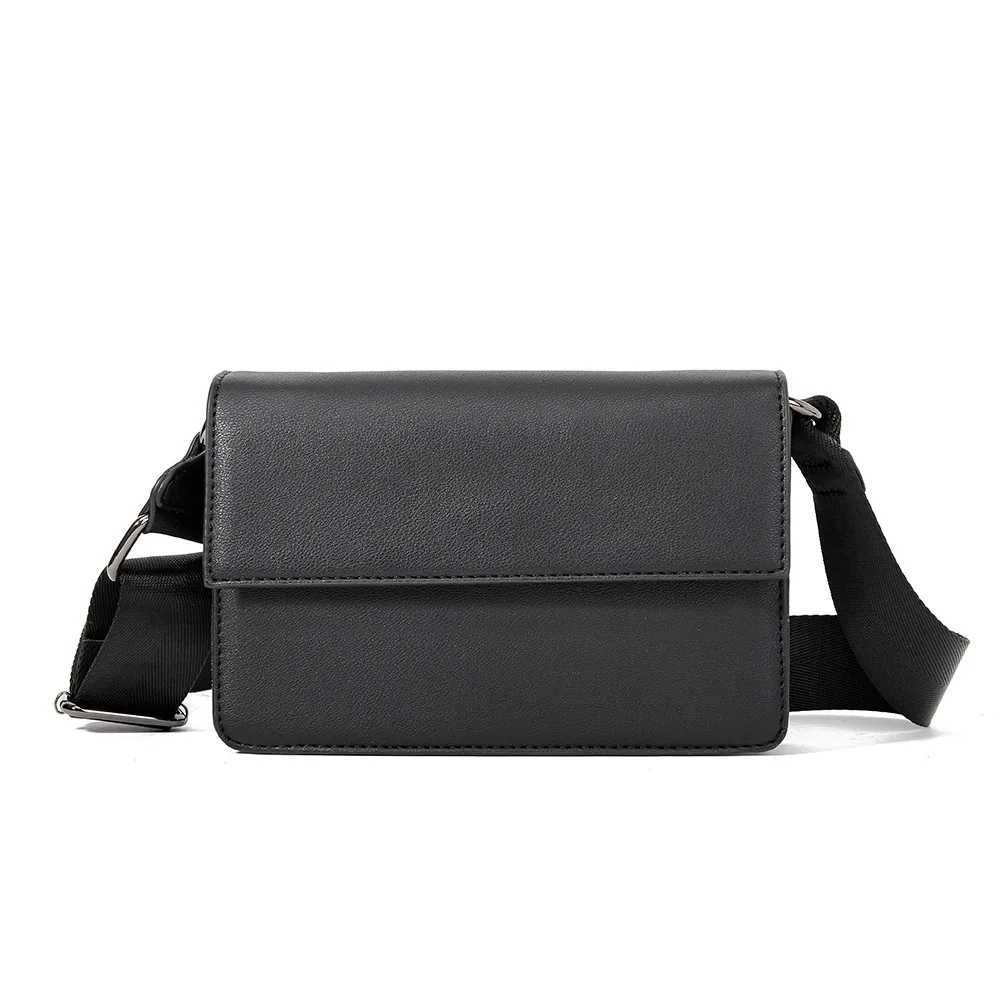 Black Leather Crossbody Bag Designer Messenger Bag for Men Bags Casual Man Shoulder Bag Male Bag Everyday Sling Pack