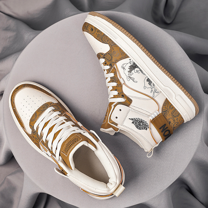Sports shoes men autumn and winter high top leather casual shoes fashion leisure sports shoes sneakers men 2025