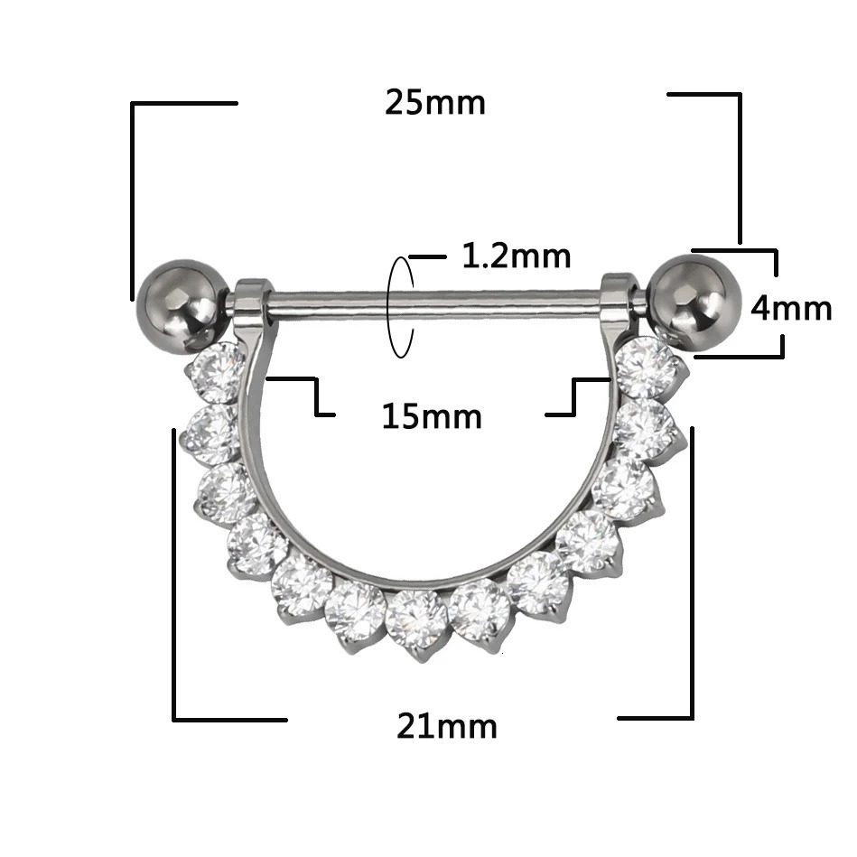 G23 PIERC CZ Paved Hanging Type Nipple Ring Barbell Nipple Hoop Piercing Bar Barbells Nipple Nails14G Piercing Jewelry 250722