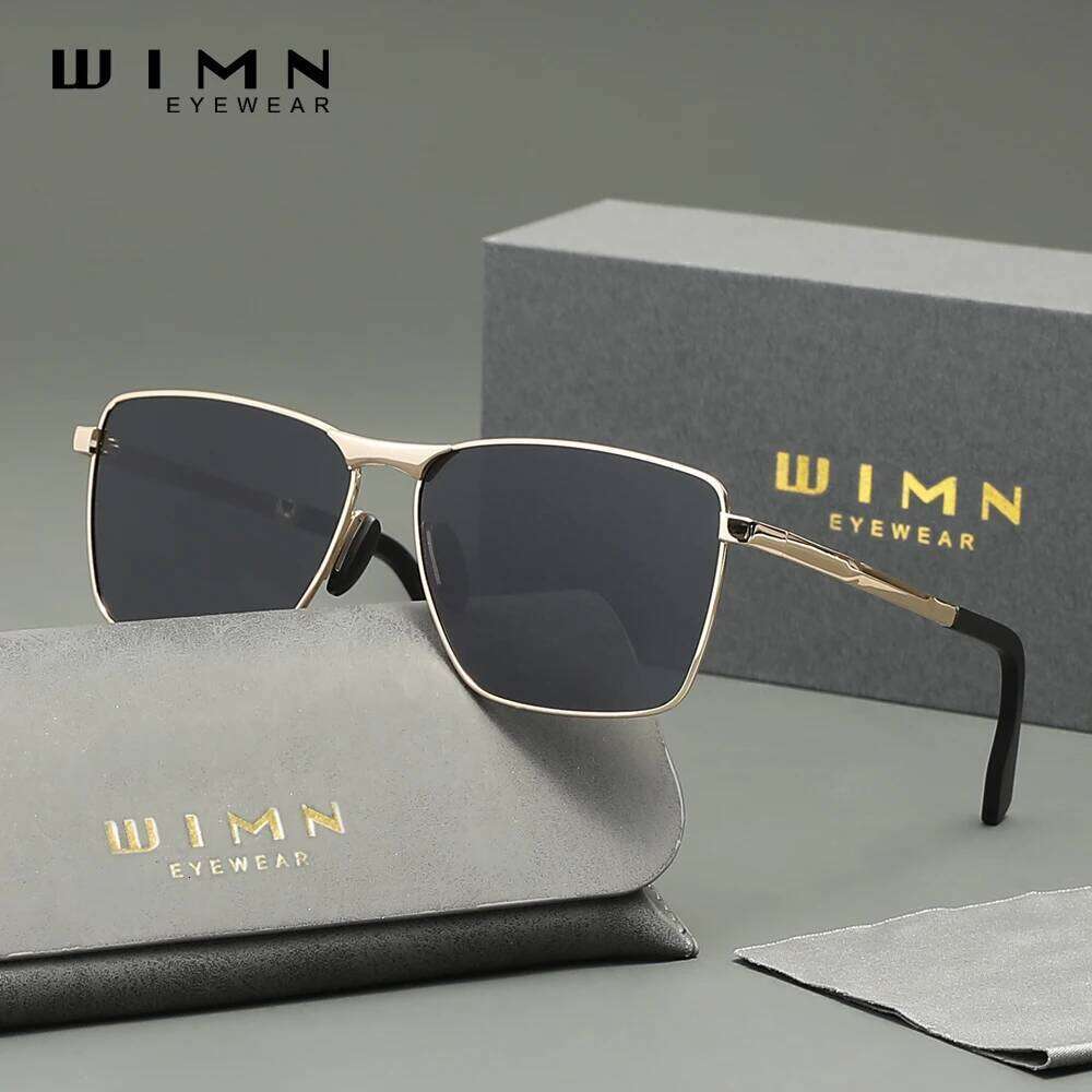 WIMN Fahsion Classic Vintage Sunglasses For Men Rectangle Alloy Frame Eyewear Polarized UV400 Trendy Retro Glasses