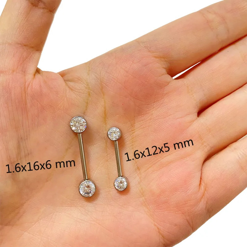 ASTM 36 PIERC Mixed Color Nipple Ring Barbell CZ 14G 16/12mm Ear Bar Piercing Bar Barbells Nipple Piercing Jewelry 250722