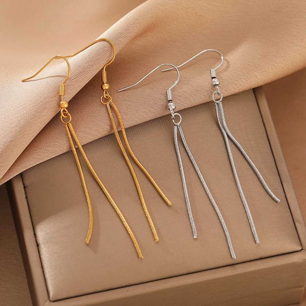 2023 New Design Stainless Steel Earrings Long Tassel Snake Bone Chain Fashion Temperament Dangle Earrings for Women Jewelry Gift XJ250722