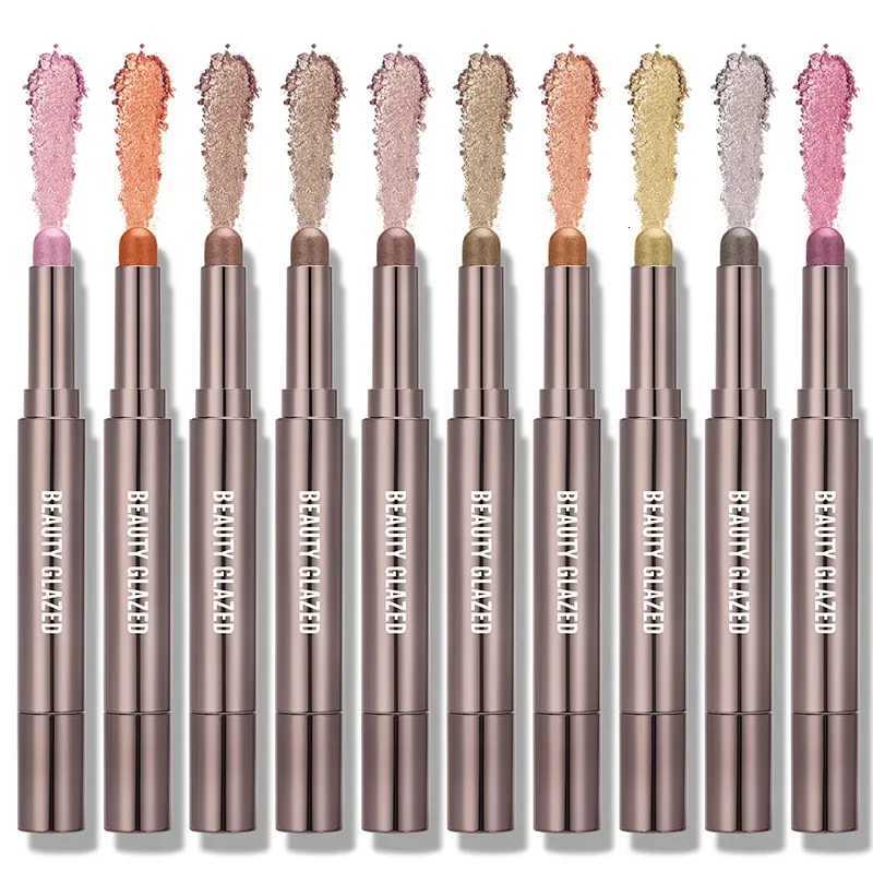 10 Color Double Ended Eyeshadow Stick with Sponge Brush Shimmering Long-lasting Eyeshadow Pen Portable Makeup Cosmetics W250722