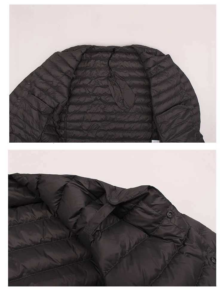 Mens Down Jacket Ultra Light 90% White Duck Down Jacket Men Warm Liner Windproof Round Neck Lightweight Button Mid-layer Jacket W250722
