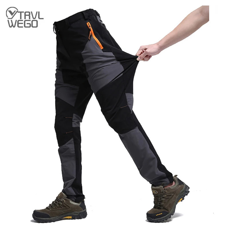 TRVLWEGO Men Summer Hiking Pants Wear-resistant Water Splash Prevention Quick Dry UV Proof Elastic Thin Camping Trousers 250717