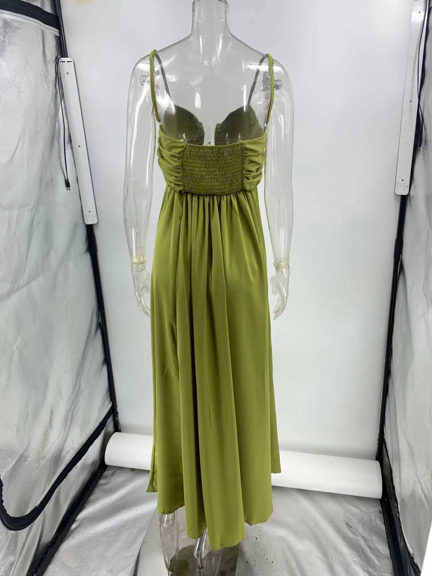 Green Slip Sleeveless Loose Sexy Party Dress Women Ele Strapless Backless Maxi Dress 2025 Summer Vacation Dress XJ250722