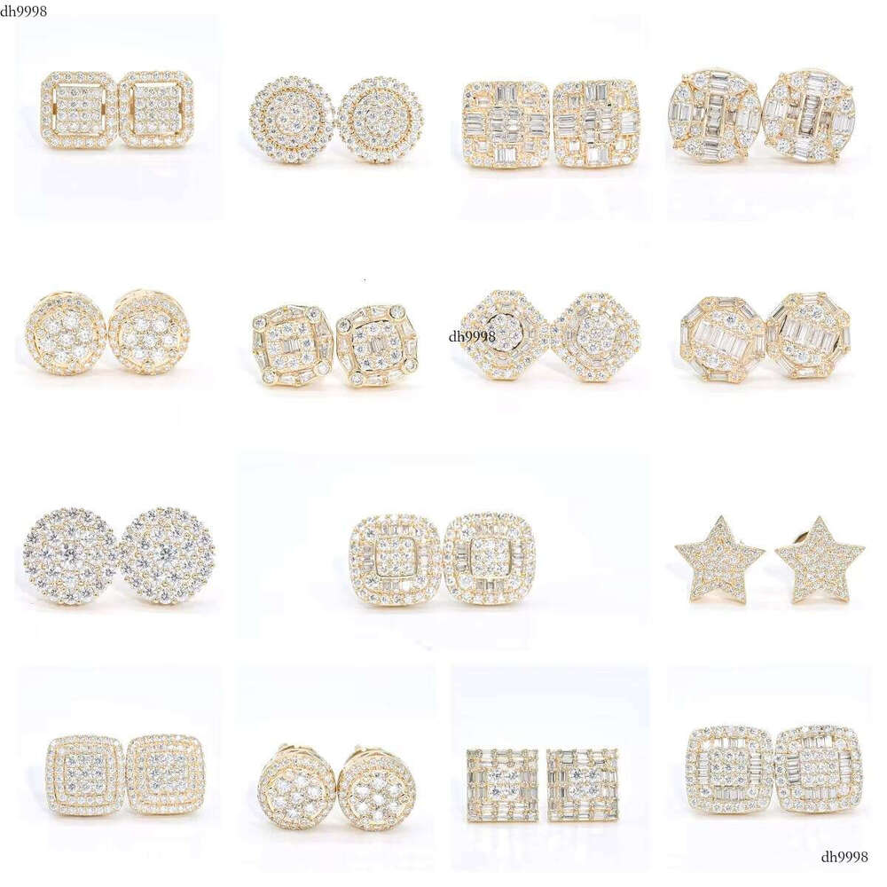 10K 14K Studs Real Gra Certified French Long Stick Cut Vvs Moissanite Gold Earrings