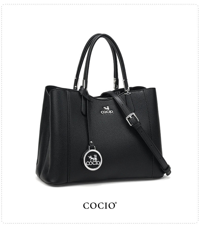 COCIO designer bag High quality genuine leather large capacity tote bag fashionable and versatile crossbody bag black white