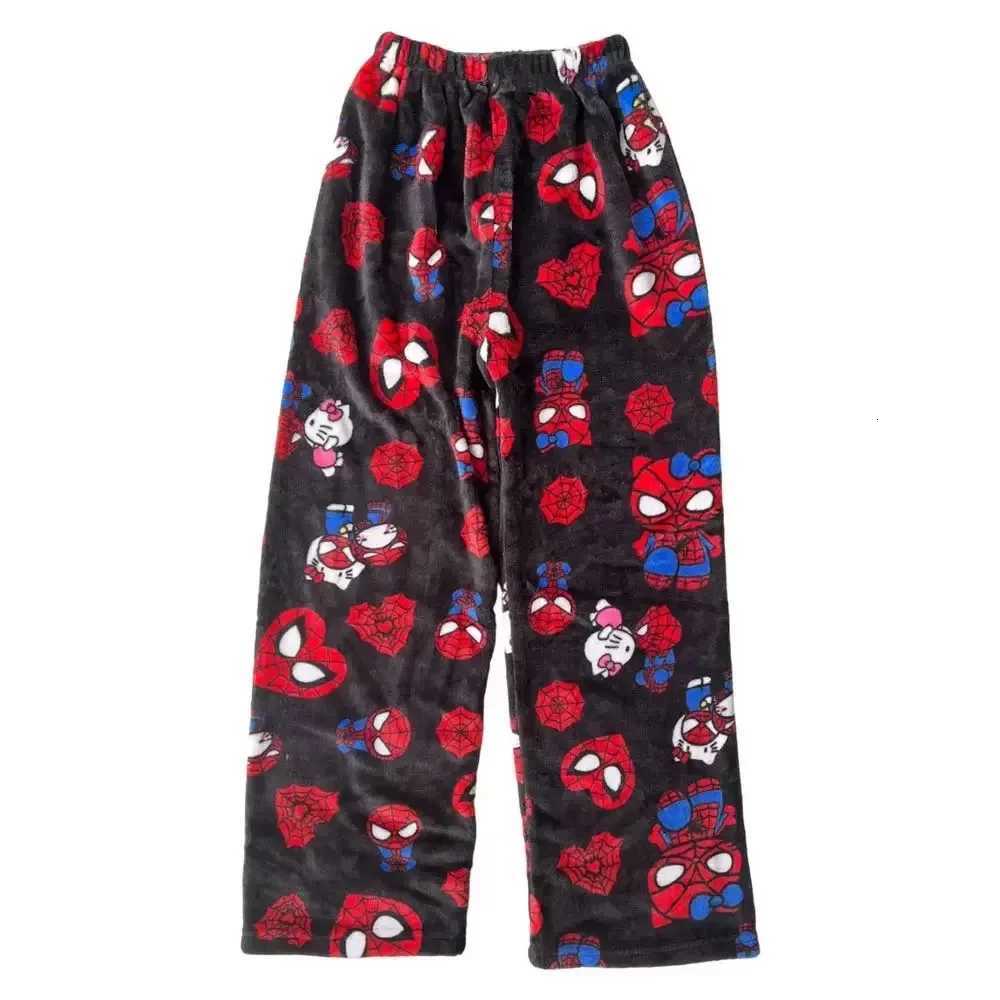 Sanrio 2K Hello Kitty Spiderman Sleeping Pants Anime Pajama Pants Flannel Soft Casual Pants Cartoon Home Trousers Couple Giftw250722