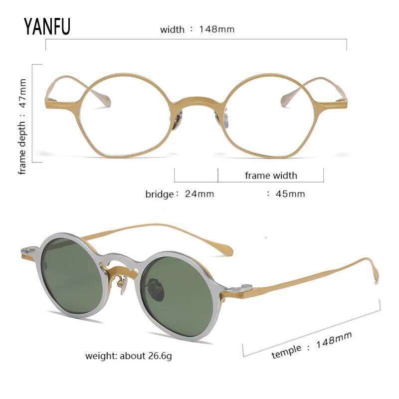 Retro Male Glasses Magnetic Clip Pure Titanium Sunglasses Men Round Vintage Trendy UV400 Eyewear Man Magnetized Lenses 148mm