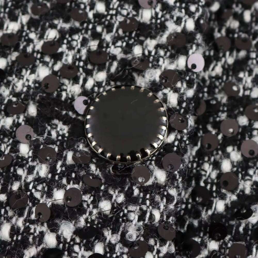 hoodie Autumn Sequined Gingham Women Button Jacket Streetwear Fashion Vintage Turn-down Collar Chic Straight Outwear jacket